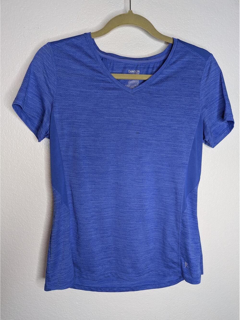 Danskin Now Blue Space-Dye Athletic Performance Tee Size Medium